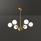 Modern Chandelier Brass Glass Eight Arms Adjustable Height 0