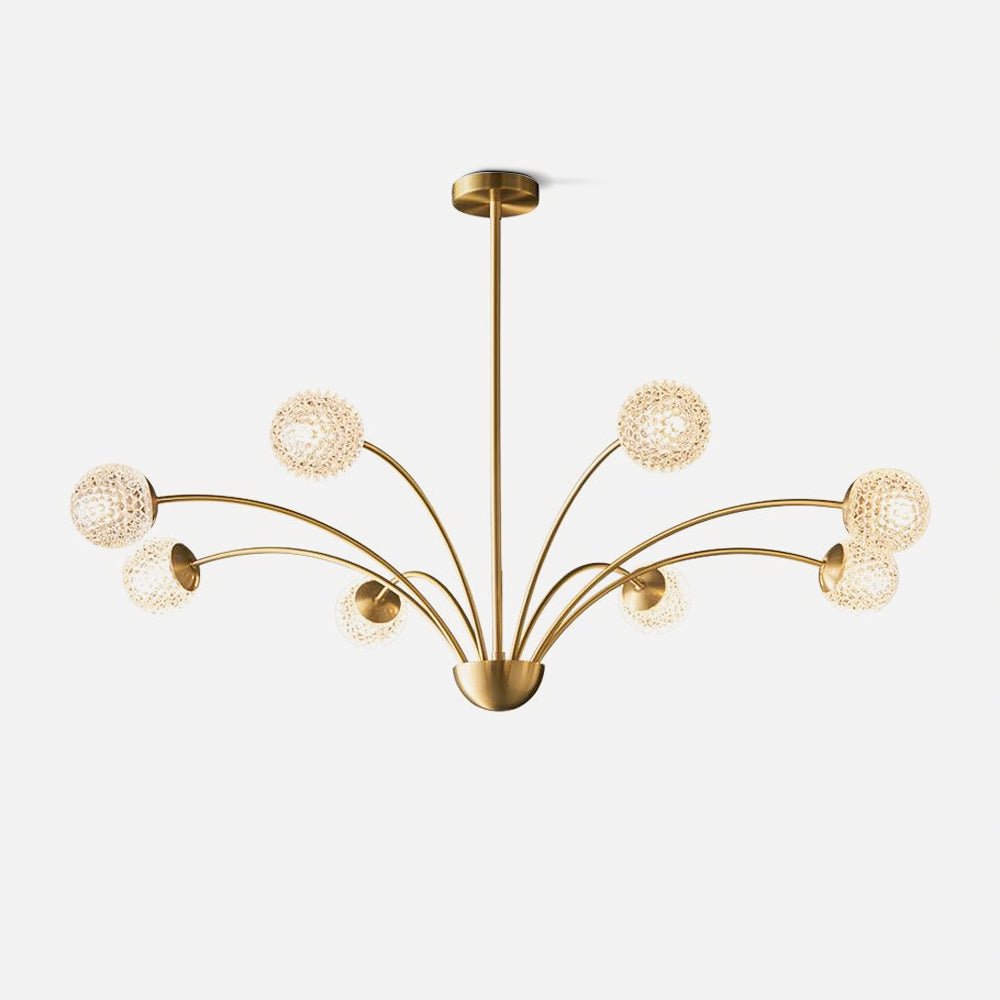 Modern Chandelier Brass Glass Eight Arms Adjustable Height 1