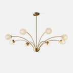 Modern Chandelier Brass Glass Eight Arms Adjustable Height 1
