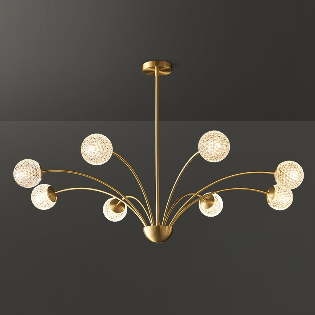 Modern Chandelier Brass Glass Eight Arms Adjustable Height 10
