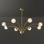 Modern Chandelier Brass Glass Eight Arms Adjustable Height 10