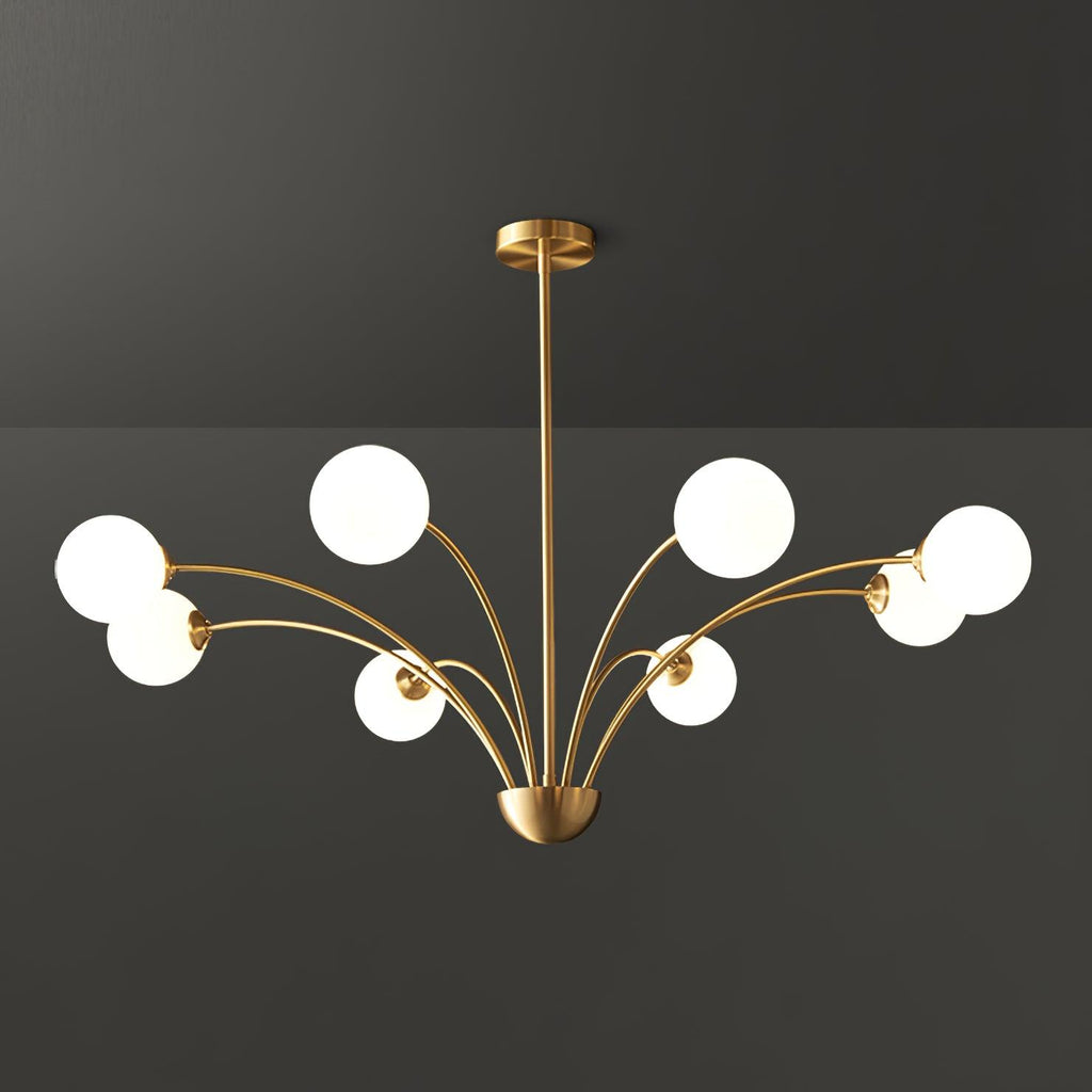 Modern Chandelier Brass Glass Eight Arms Adjustable Height 11