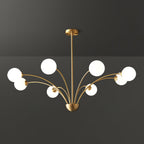 Modern Chandelier Brass Glass Eight Arms Adjustable Height 11