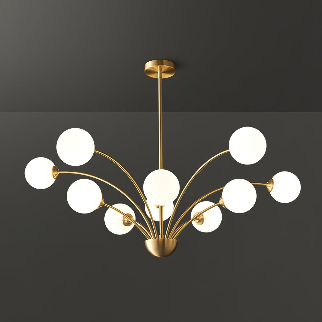 Modern Chandelier Brass Glass Eight Arms Adjustable Height 12