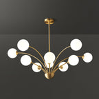 Modern Chandelier Brass Glass Eight Arms Adjustable Height 12