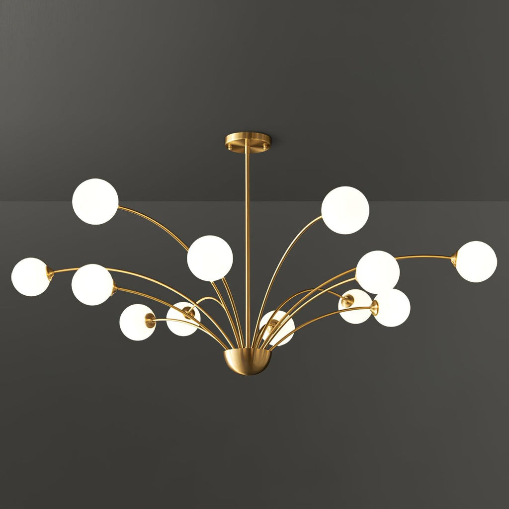 Modern Chandelier Brass Glass Eight Arms Adjustable Height 13