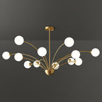 Modern Chandelier Brass Glass Eight Arms Adjustable Height 13