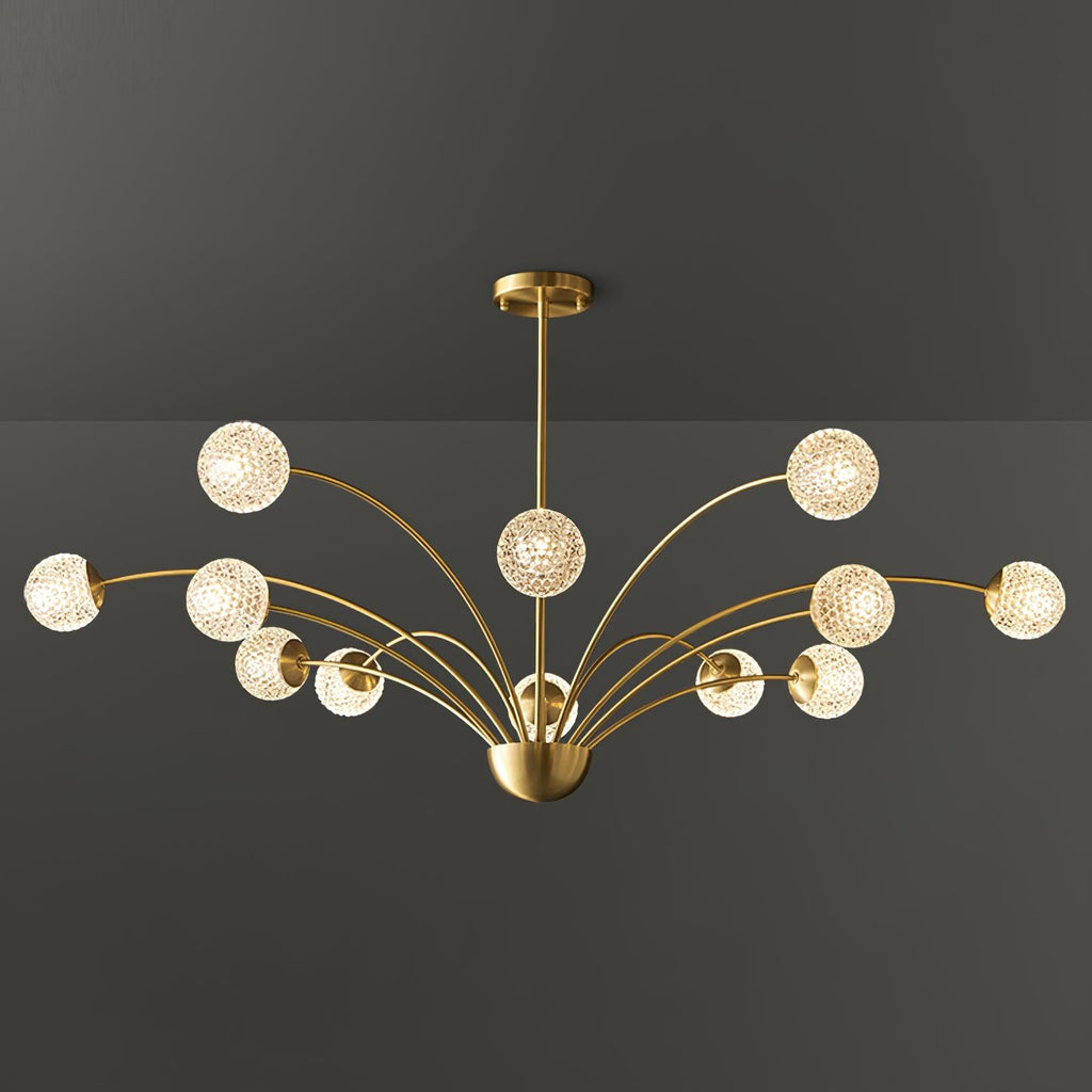 Modern Chandelier Brass Glass Eight Arms Adjustable Height 14