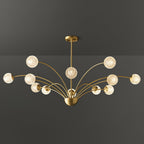 Modern Chandelier Brass Glass Eight Arms Adjustable Height 14