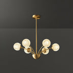 Modern Chandelier Brass Glass Eight Arms Adjustable Height 15