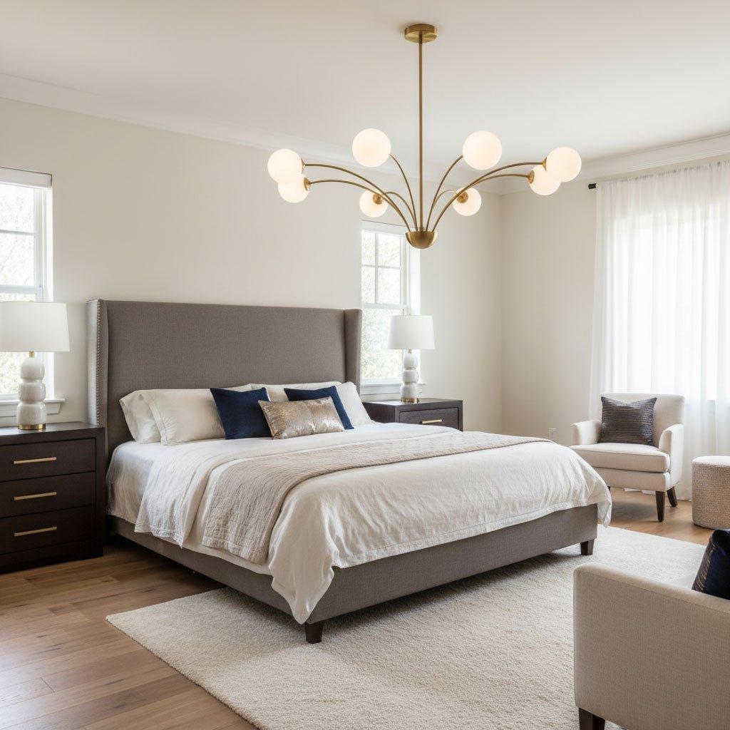 Modern Chandelier Brass Glass Eight Arms Adjustable Height 4