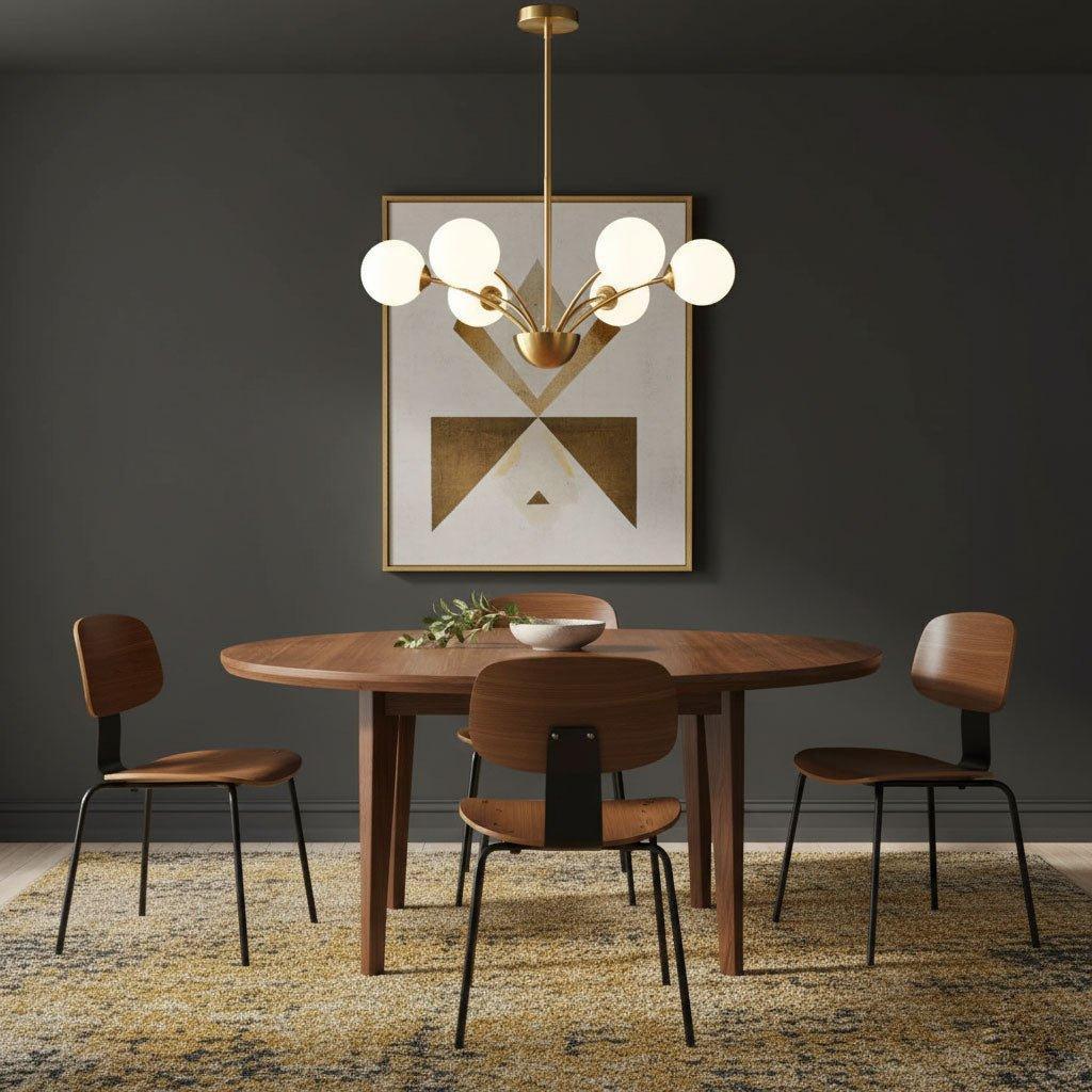 Modern Chandelier Brass Glass Eight Arms Adjustable Height 6