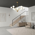 Modern Chandelier Brass Glass Eight Arms Adjustable Height 7