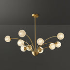 Modern Chandelier Brass Glass Eight Arms Adjustable Height 9