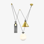 Modern Chandelier Geometric Iron Glass Adjustable Height 1