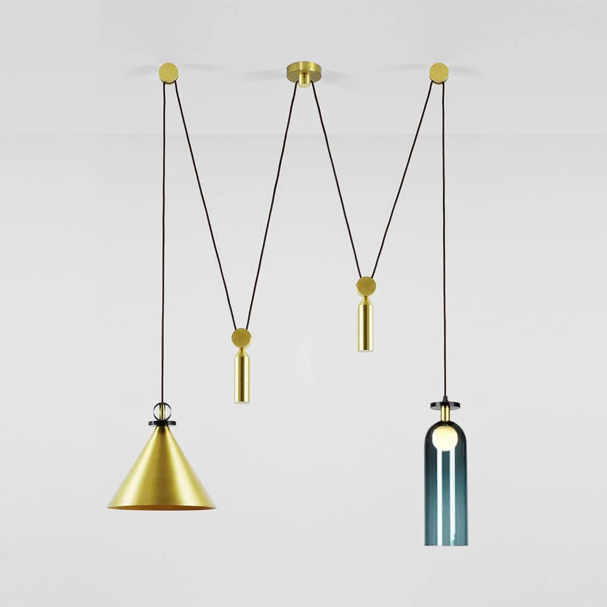 Modern Chandelier Geometric Iron Glass Adjustable Height 10
