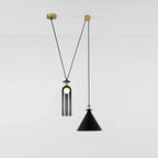Modern Chandelier Geometric Iron Glass Adjustable Height 12