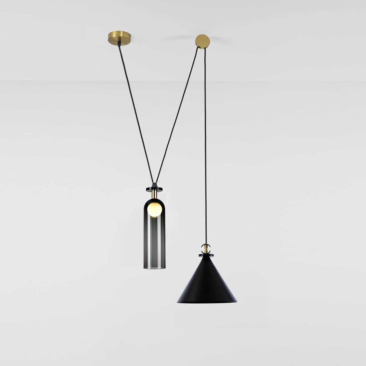 Modern Chandelier Geometric Iron Glass Adjustable Height 12