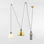 Modern Chandelier Geometric Iron Glass Adjustable Height 13