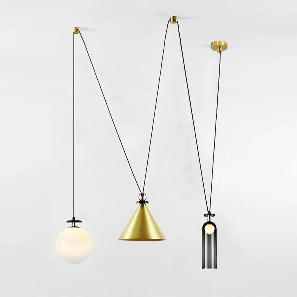 Modern Chandelier Geometric Iron Glass Adjustable Height 13