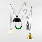 Modern Chandelier Geometric Iron Glass Adjustable Height 14