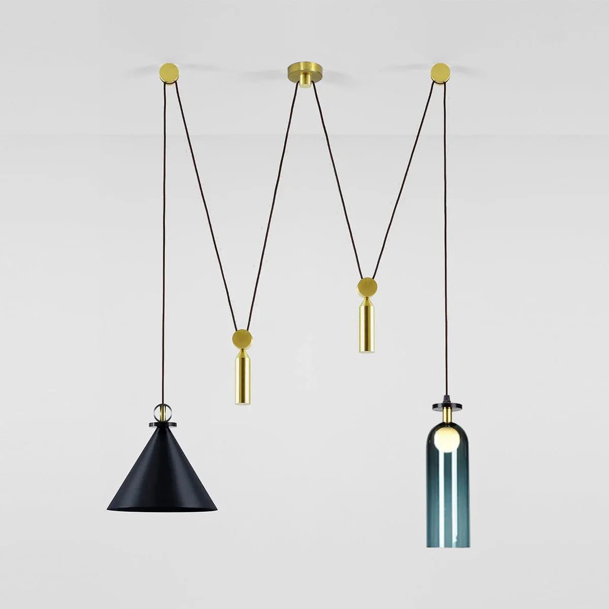 Modern Chandelier Geometric Iron Glass Adjustable Height 15