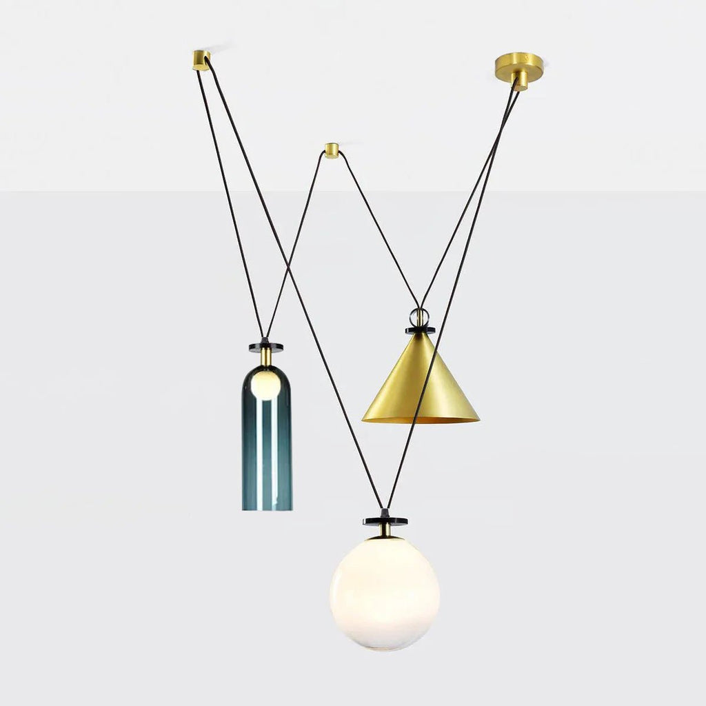 Modern Chandelier Geometric Iron Glass Adjustable Height 16