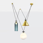 Modern Chandelier Geometric Iron Glass Adjustable Height 16