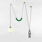 Modern Chandelier Geometric Iron Glass Adjustable Height 21