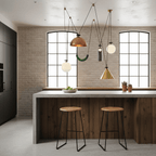 Modern Chandelier Geometric Iron Glass Adjustable Height 3