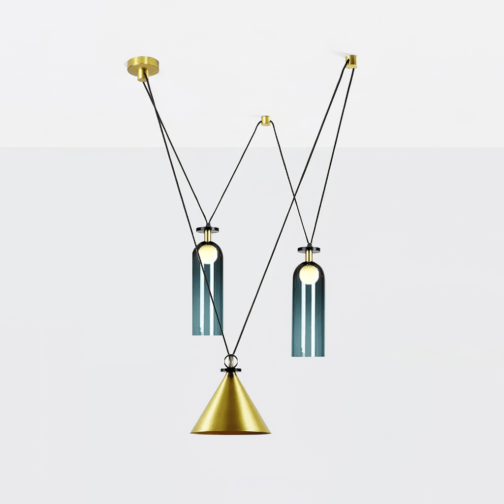 Modern Chandelier Geometric Iron Glass Adjustable Height 9