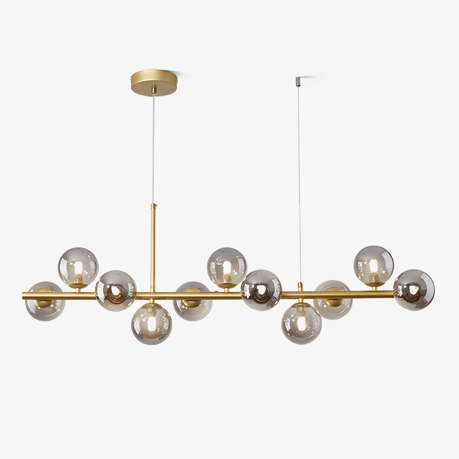 Modern Chandelier Glass 11-Ball Adjustable Height Metal 1