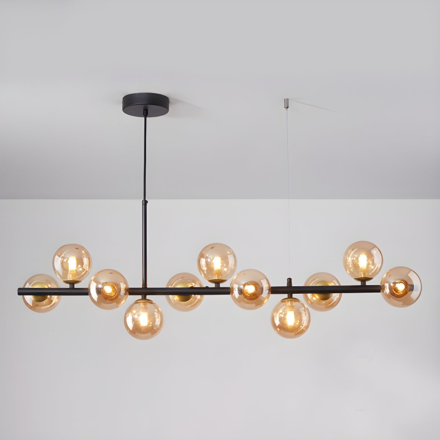 Modern Chandelier Glass 11-Ball Adjustable Height Metal 19