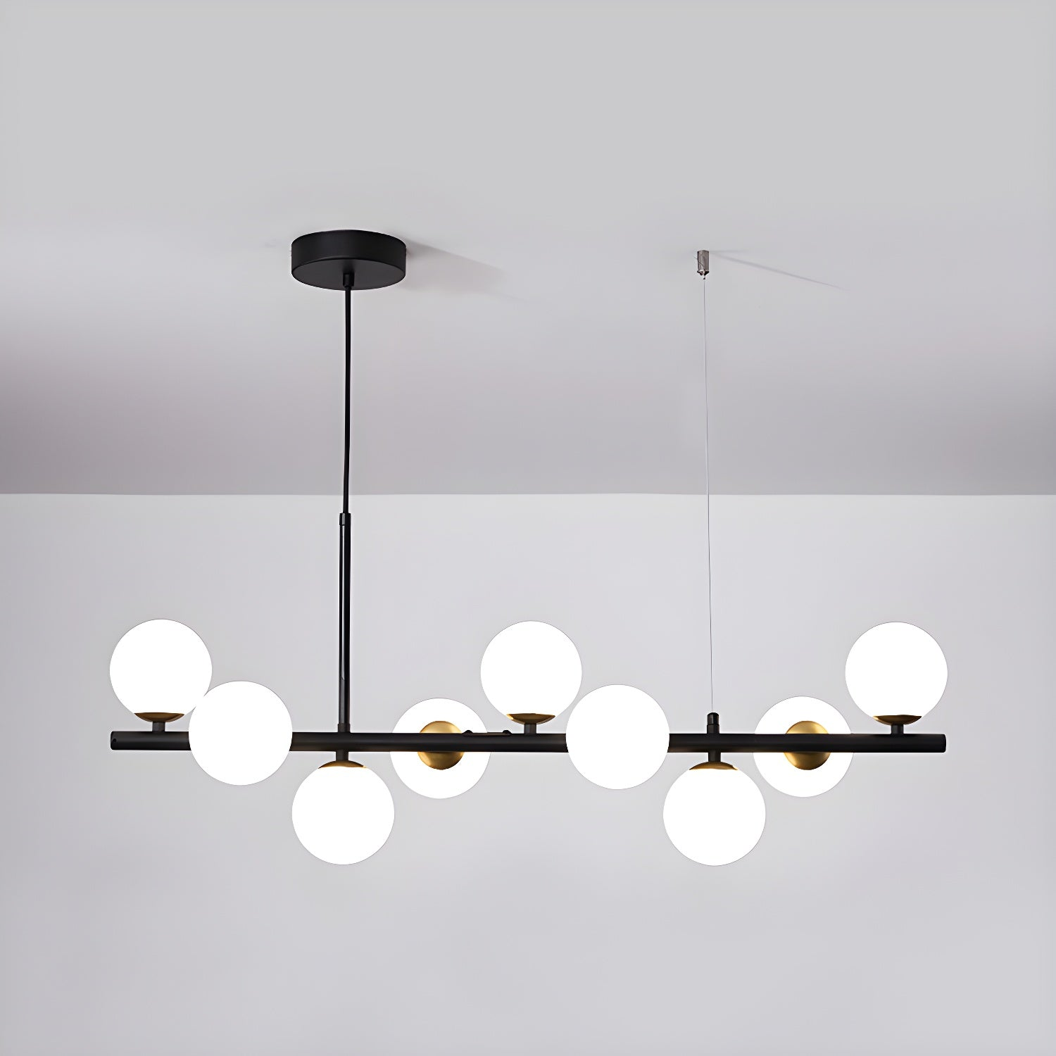 Modern Chandelier Glass 11-Ball Adjustable Height Metal 23