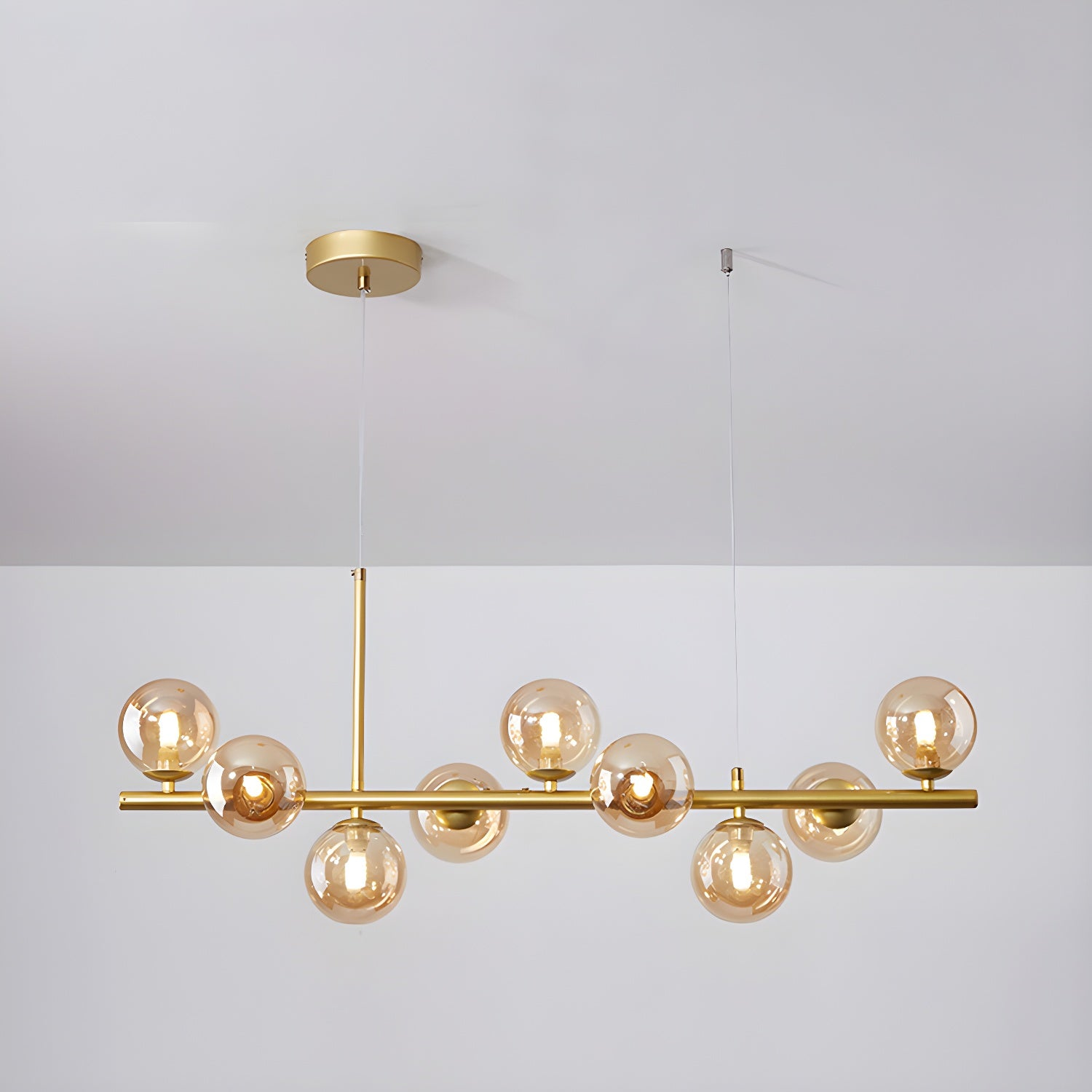 Modern Chandelier Glass 11-Ball Adjustable Height Metal 9