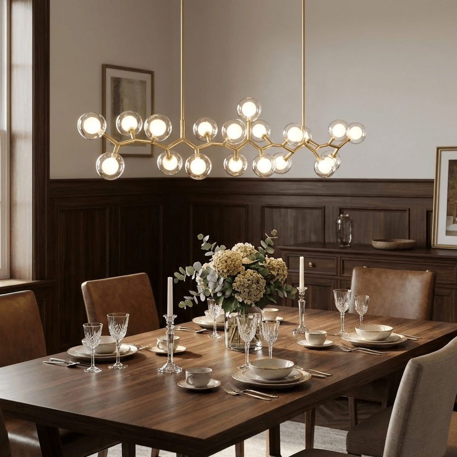 Modern Chandelier Glass Balls Gold Adjustable Height 2
