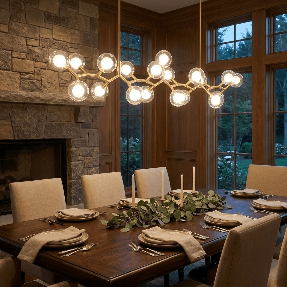 Modern Chandelier Glass Balls Gold Adjustable Height 3