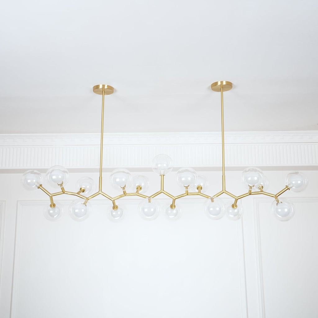 Modern Chandelier Glass Balls Gold Adjustable Height 8