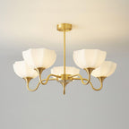 Modern Chandelier Glass Brass Adjustable Height Elegant 11