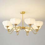 Modern Chandelier Glass Brass Adjustable Height Elegant 12
