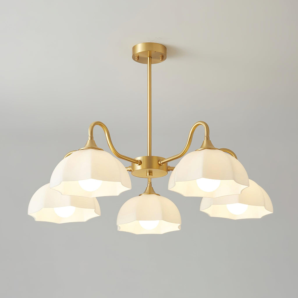 Modern Chandelier Glass Brass Adjustable Height Elegant 13