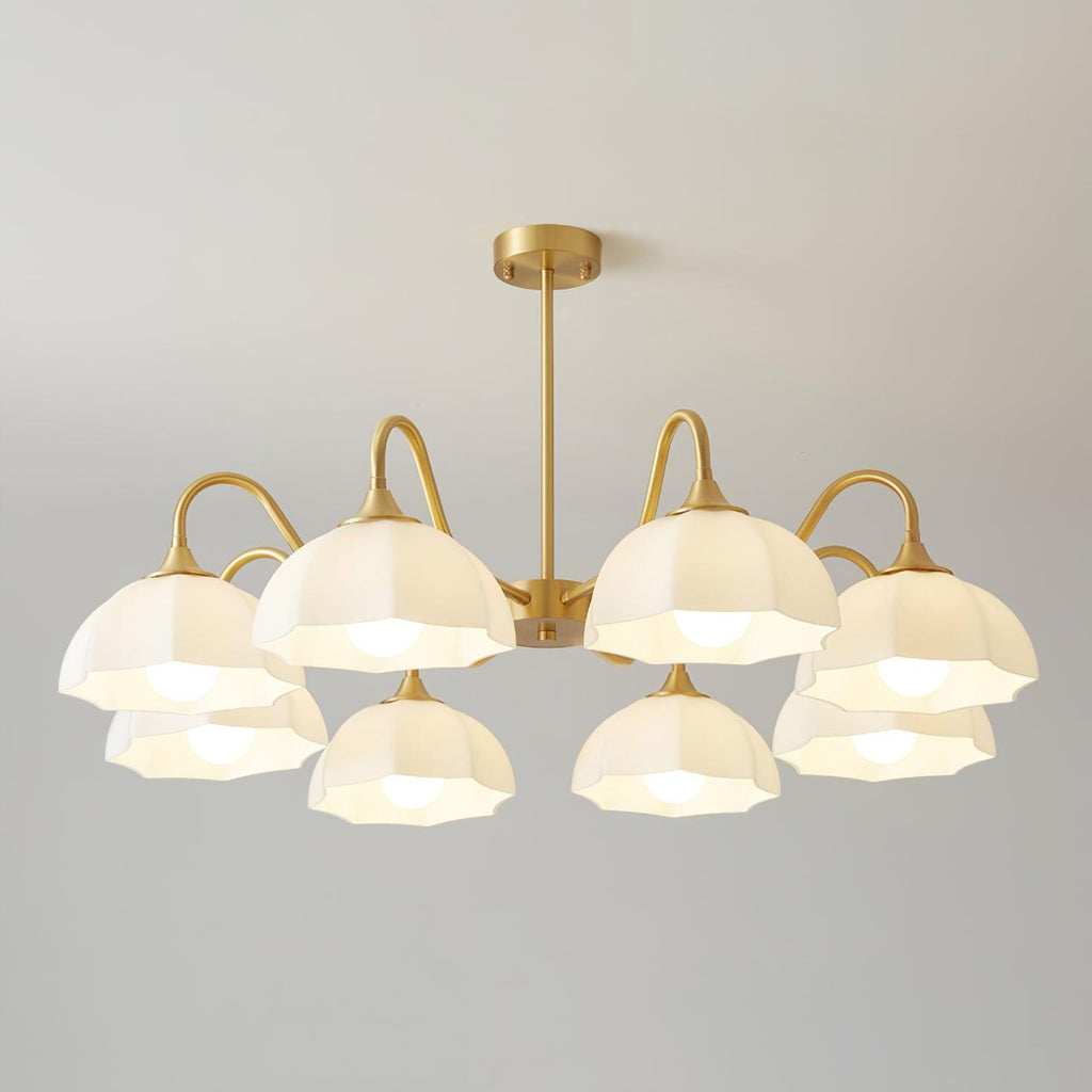 Modern Chandelier Glass Brass Adjustable Height Elegant 14