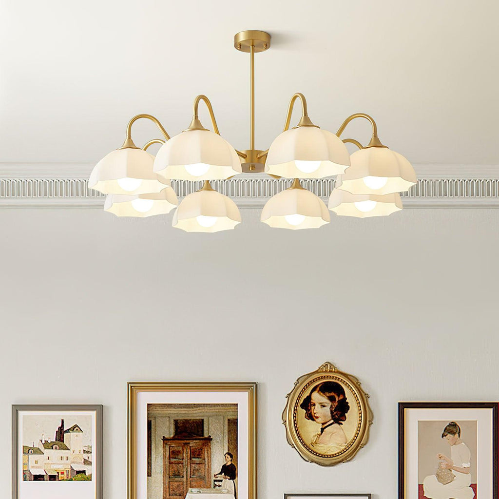 Modern Chandelier Glass Brass Adjustable Height Elegant 2