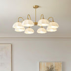Modern Chandelier Glass Brass Adjustable Height Elegant 3
