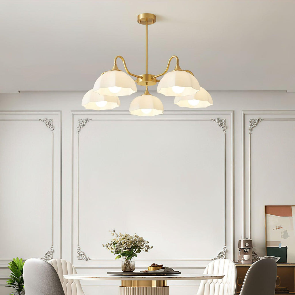Modern Chandelier Glass Brass Adjustable Height Elegant 4