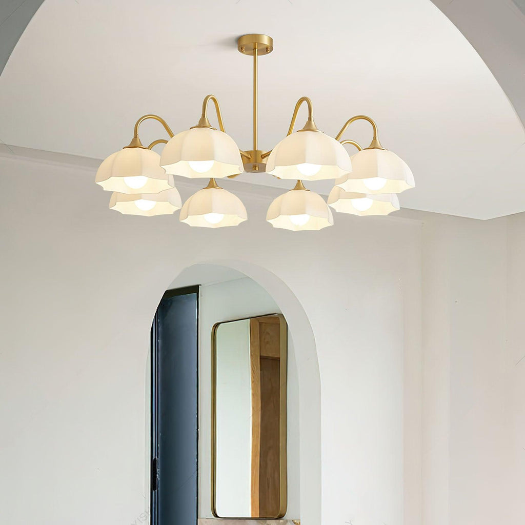 Modern Chandelier Glass Brass Adjustable Height Elegant 5