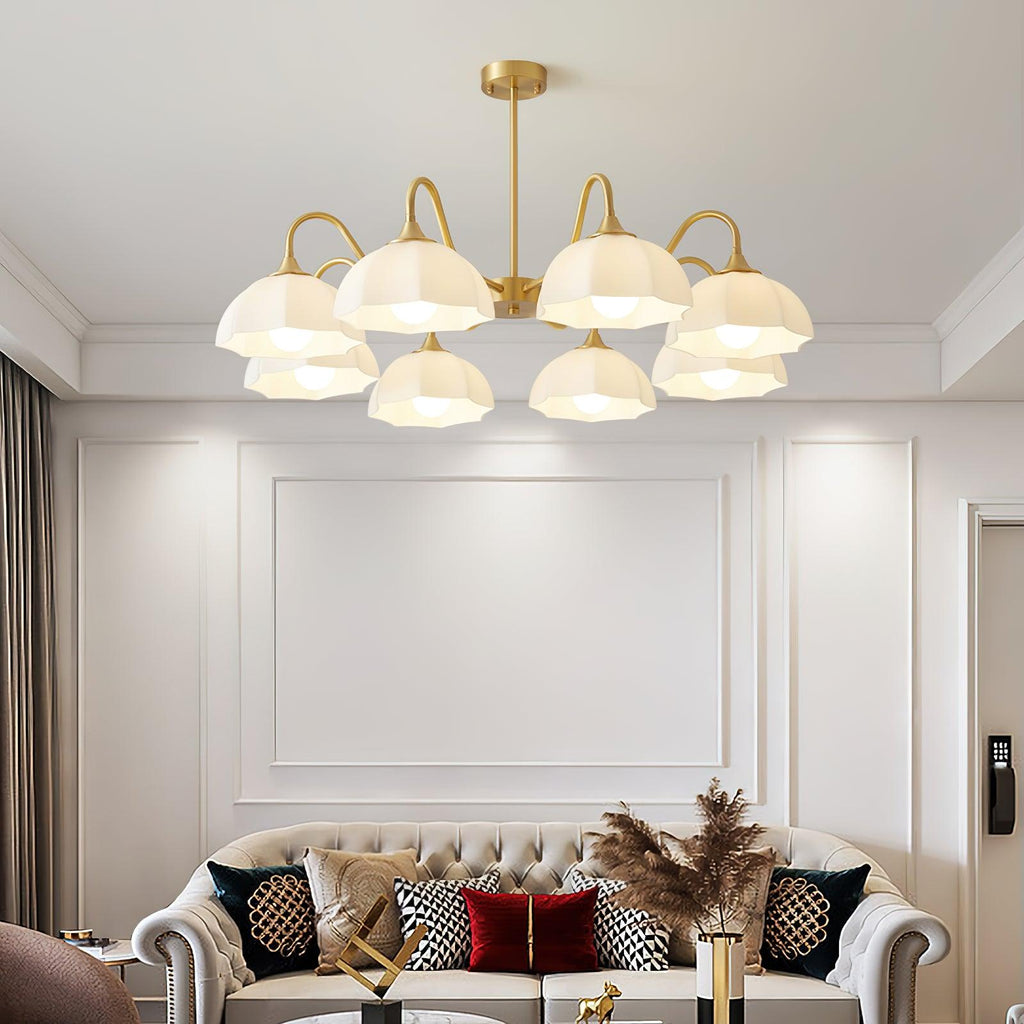 Modern Chandelier Glass Brass Adjustable Height Elegant 6