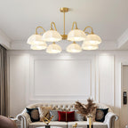 Modern Chandelier Glass Brass Adjustable Height Elegant 6