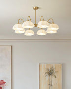 Modern Chandelier Glass Brass Adjustable Height Elegant 7