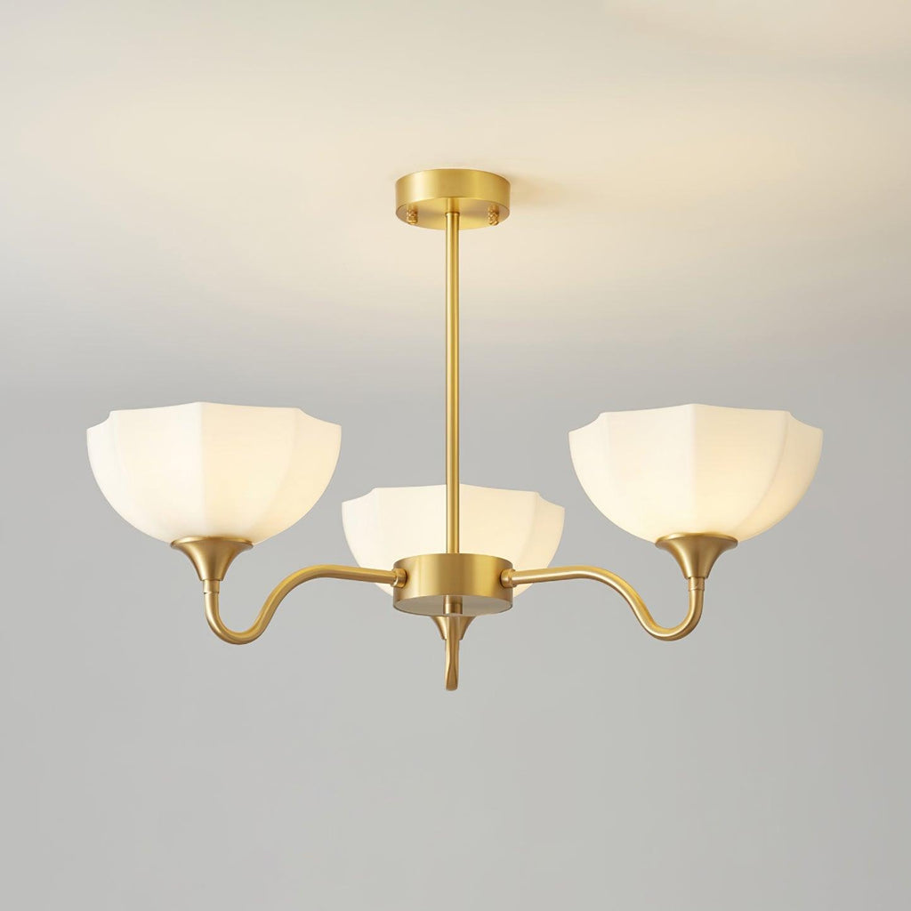 Modern Chandelier Glass Brass Adjustable Height Elegant 9